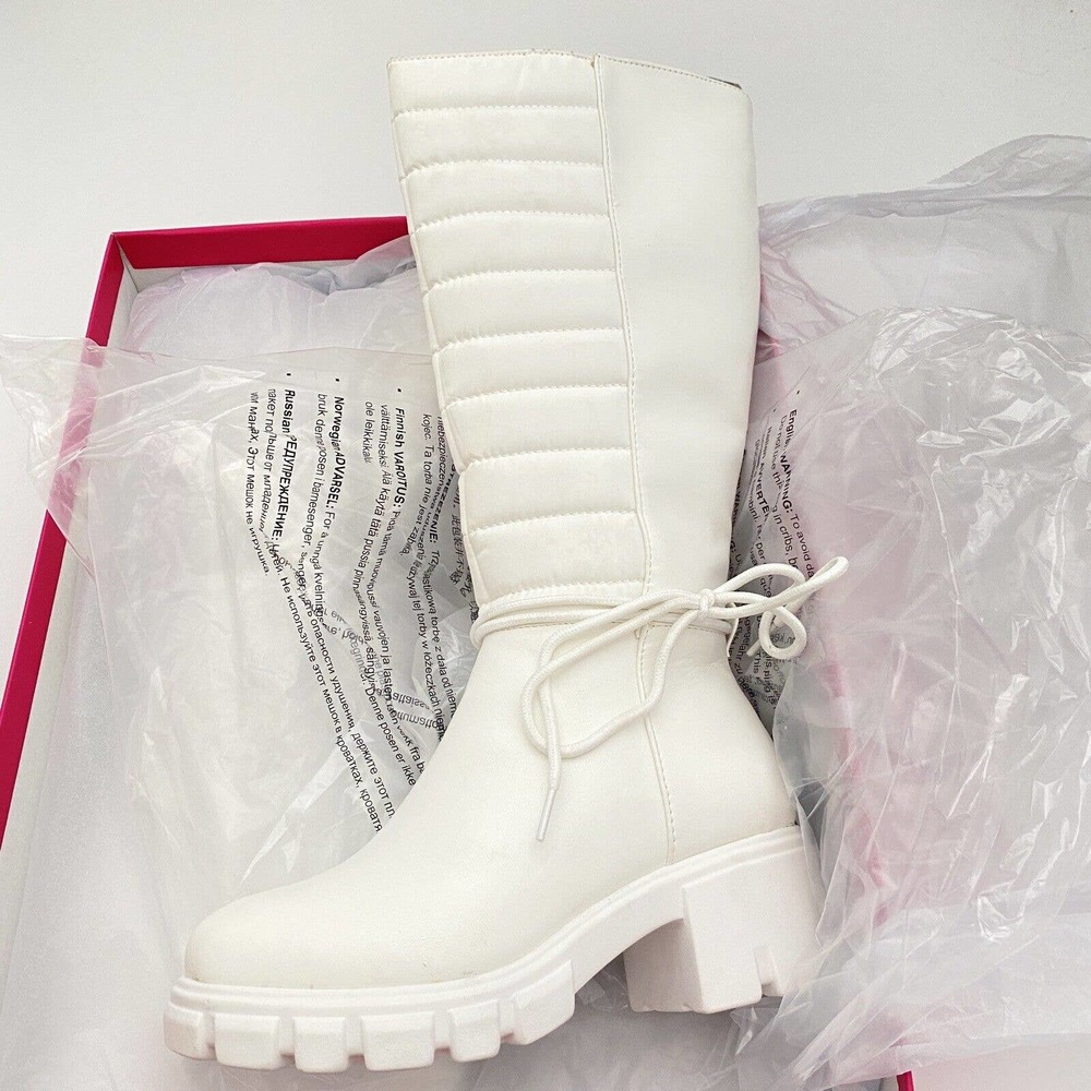ShoeDazzle Sz 7 NEW Ledda Quilted Front Boot NIB Tall Knee Heeled Riding Boot